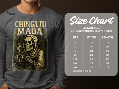 Chinga Tu Maga Fuck Ice Skull Design Long Sleeve T-shirt