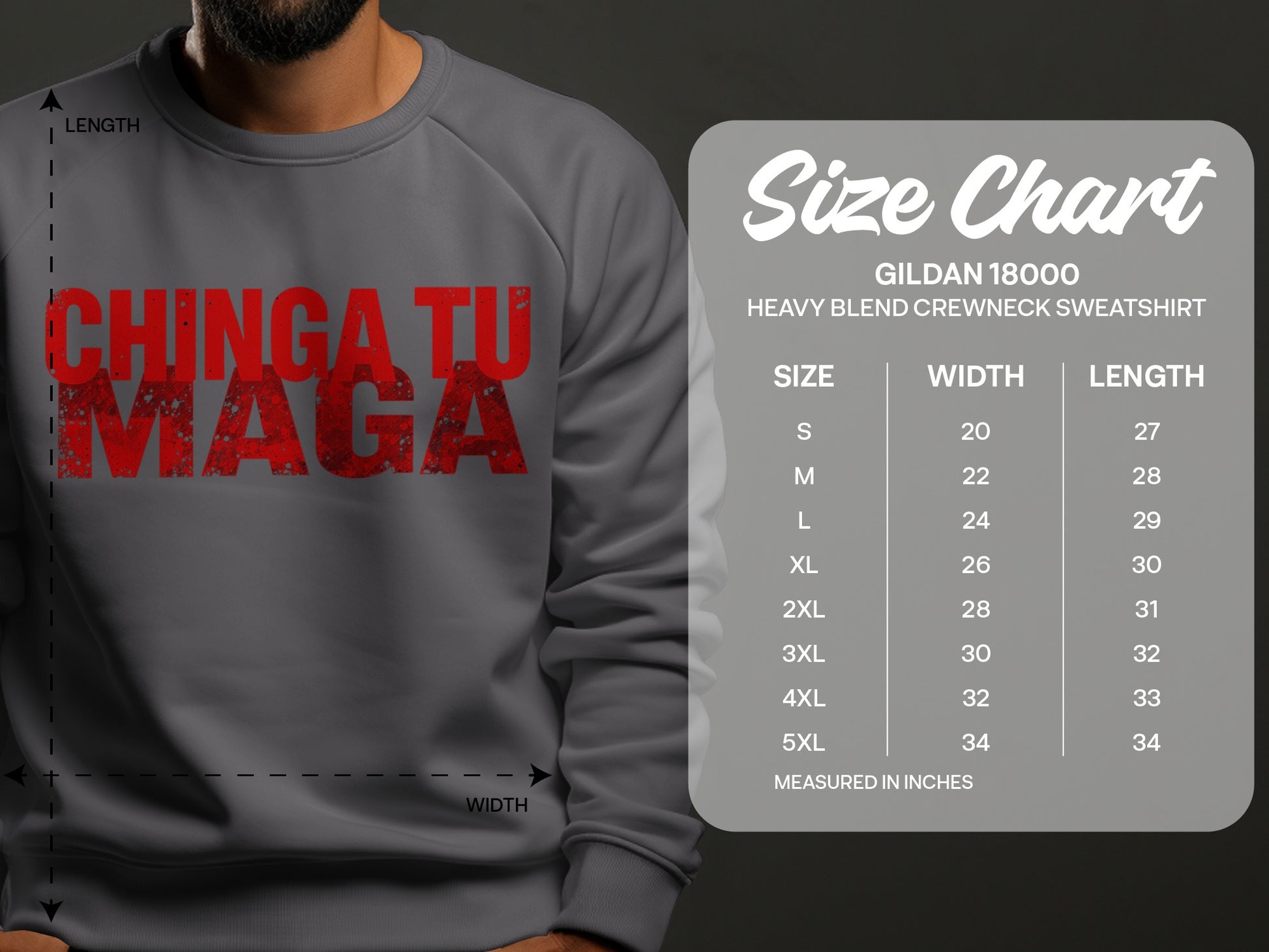Chinga Tu Maga Heavy Blend Crewneck Sweatshirt