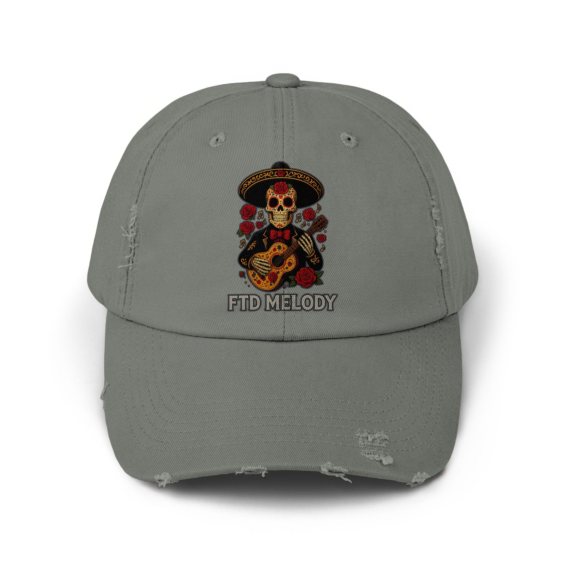 FTD Melody Skull Design Distressed Green Cap product