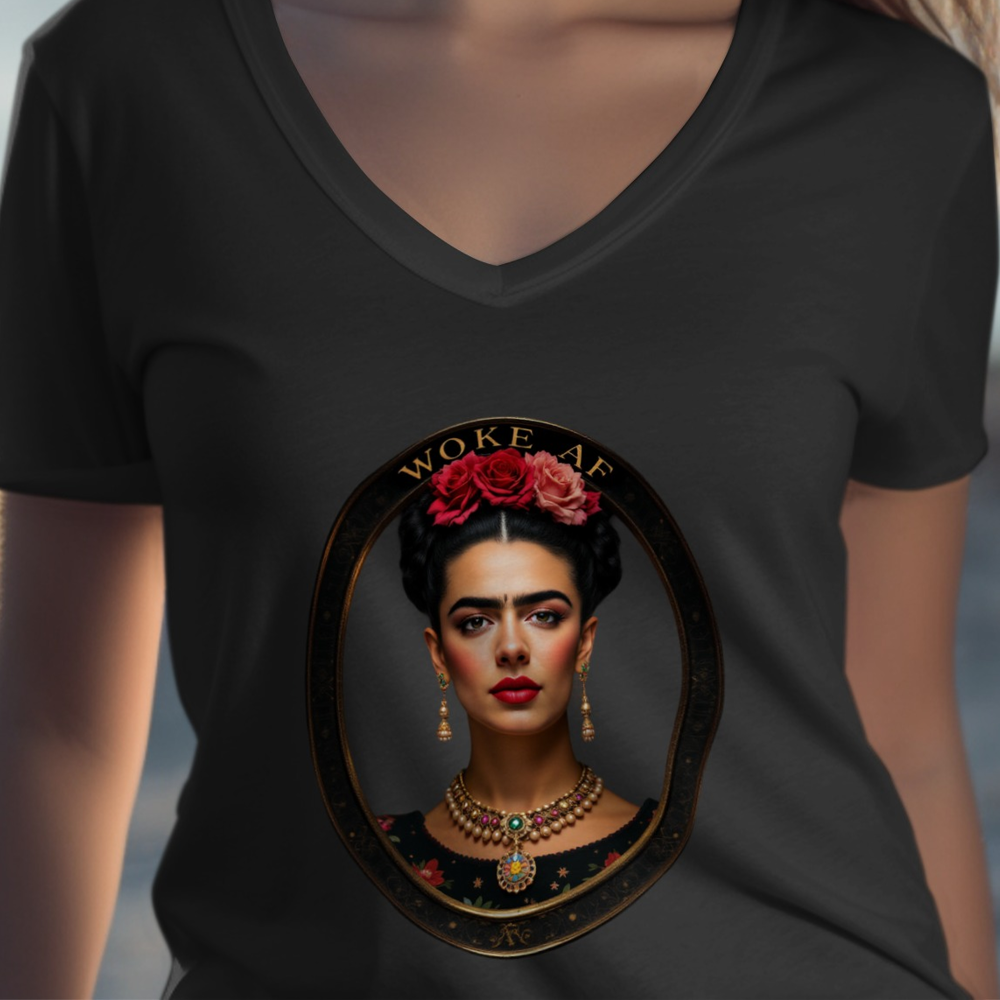 Woke AF Artistic Portrait Women's V-Neck T-Shirt Product