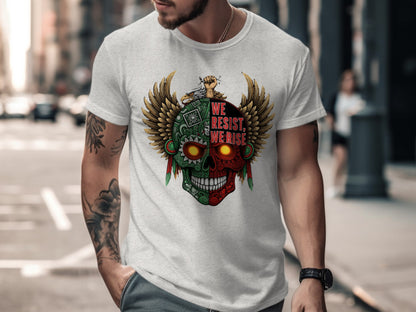 We Resist We Rise Skull with Wings Graphic T-Shirt