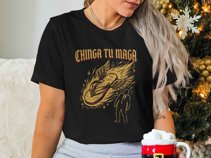 Chinga Tu MAGA T-Shirt, Anti Trump Political Tee, La Chancla Resist Shirt, Winged Flip Flop Funny Protest T-Shirts, Sarcastic Gift