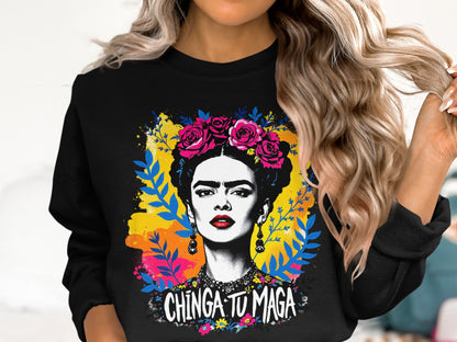 Colorful Artistic Chinga Tu Maga Print Sweatshirt product