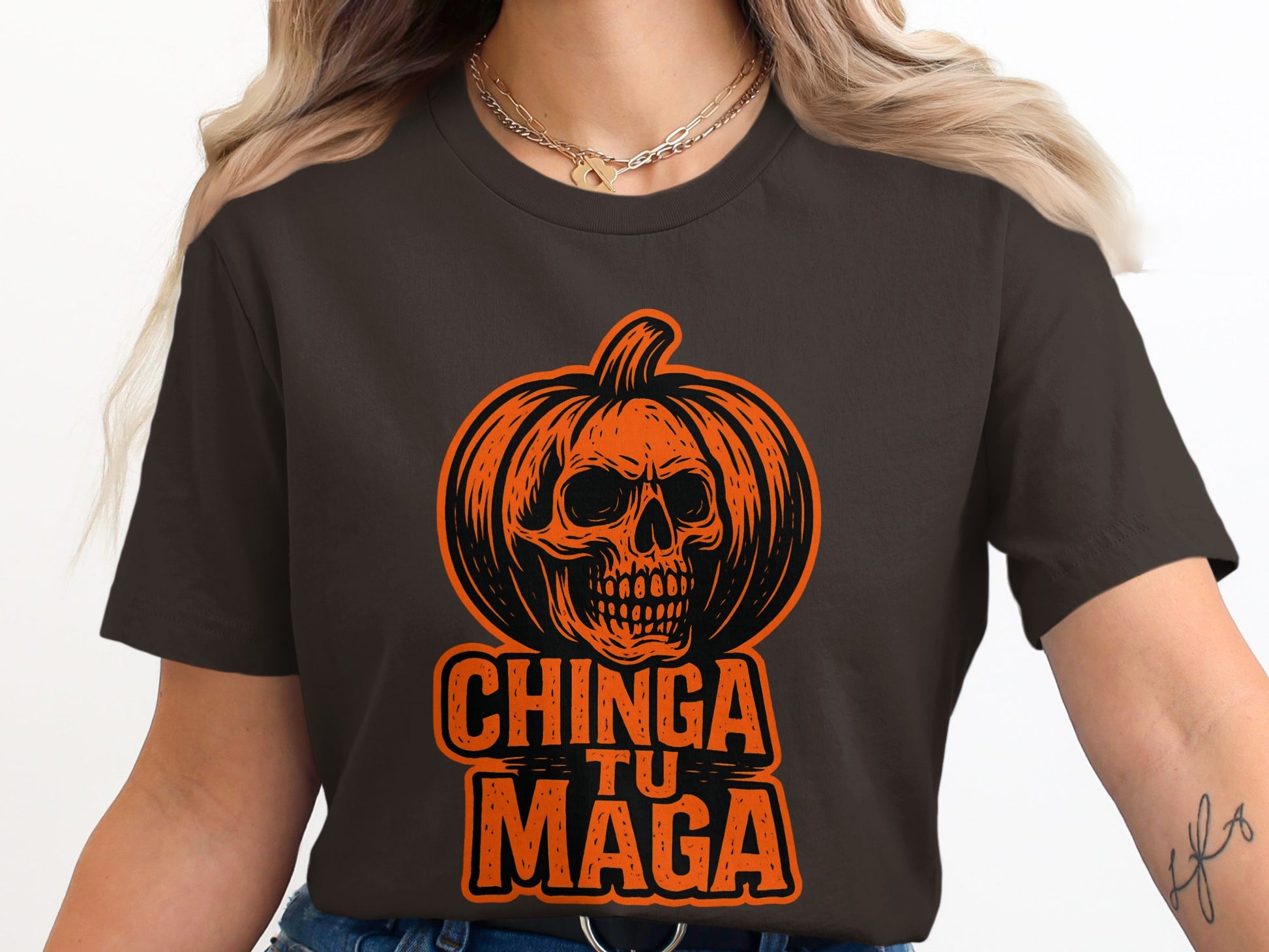 Halloween Skull Pumpkin Chinga Tu Maga t-shirt product