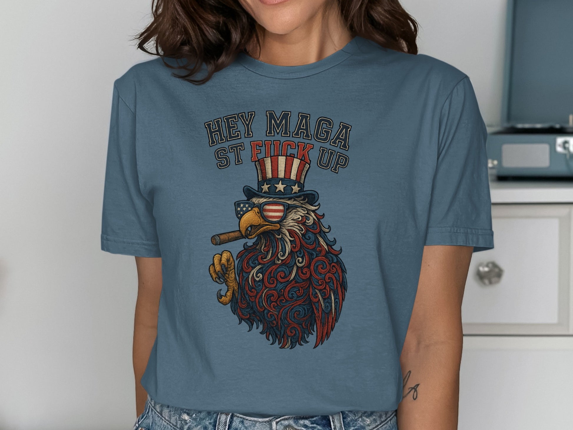 Hey Maga St FU** Up Graphic Tee Shirt Product