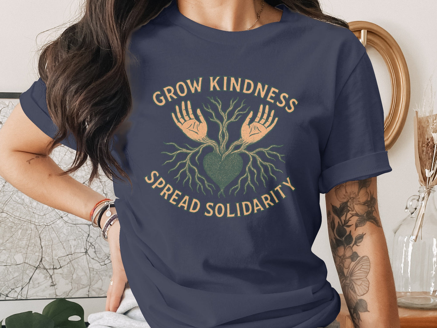 Grow Kindness Spread Solidarity Text T-Shirt product
