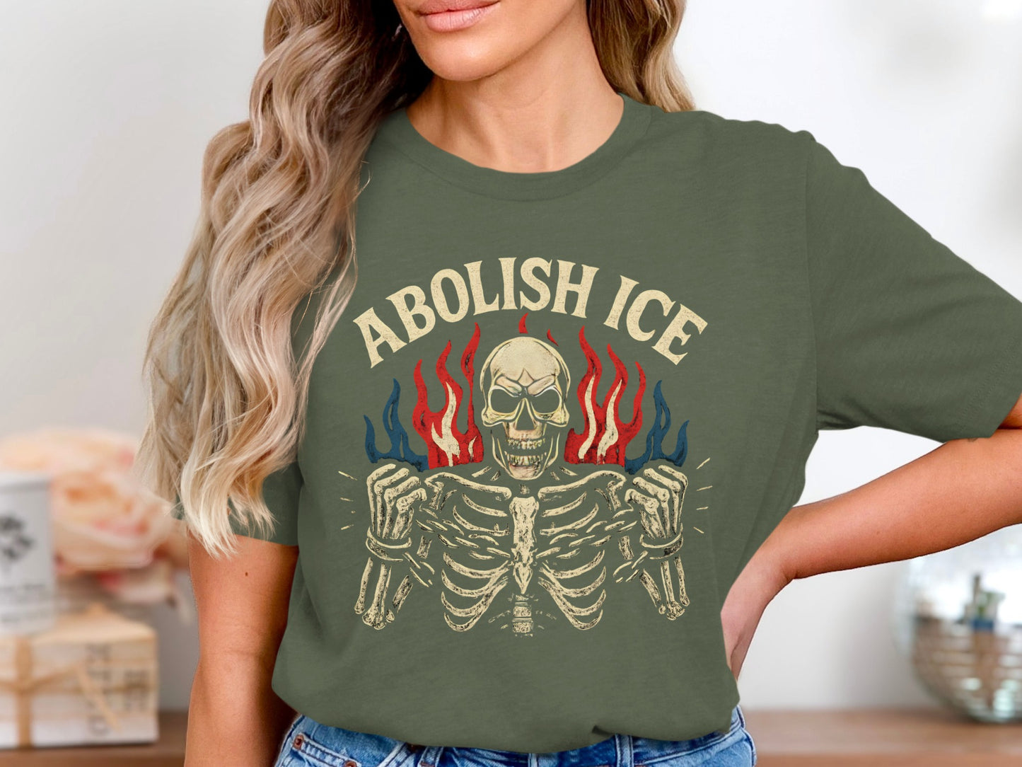 Abolish ICE Skeleton Hands Graphic T-shirt product