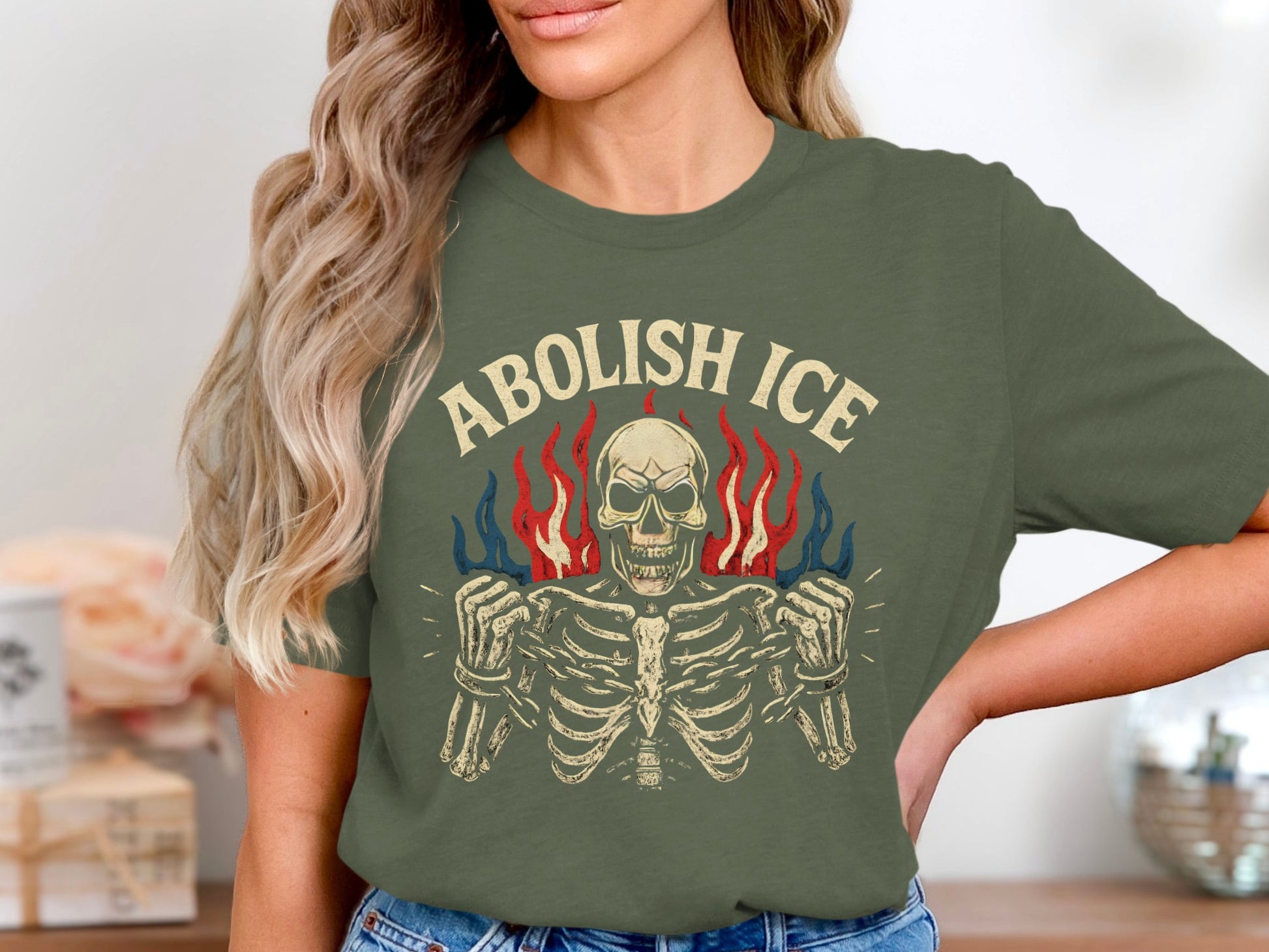 Abolish ICE Skeleton Hands Graphic T-shirt product