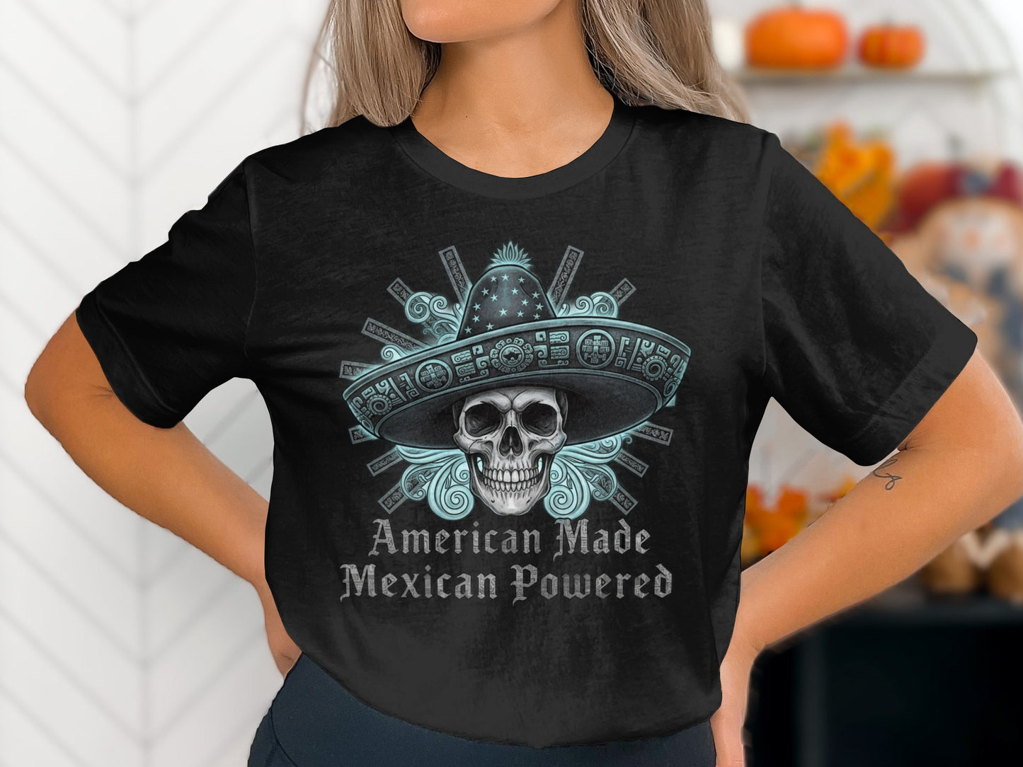 American Made Mexican Powered Skull Design Shirt
