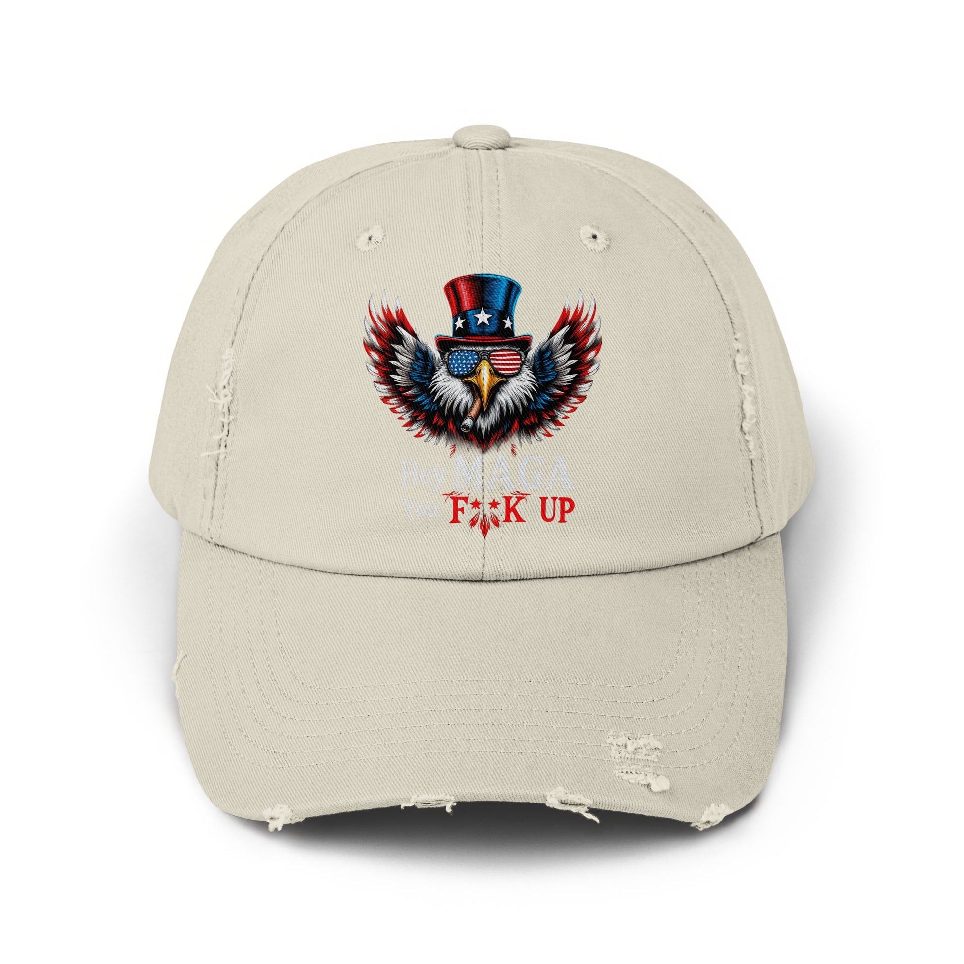 Cool Eagle and Flag Graphic on Tan Cap product type