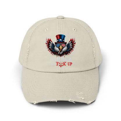 Cool Eagle and Flag Graphic on Tan Cap product type