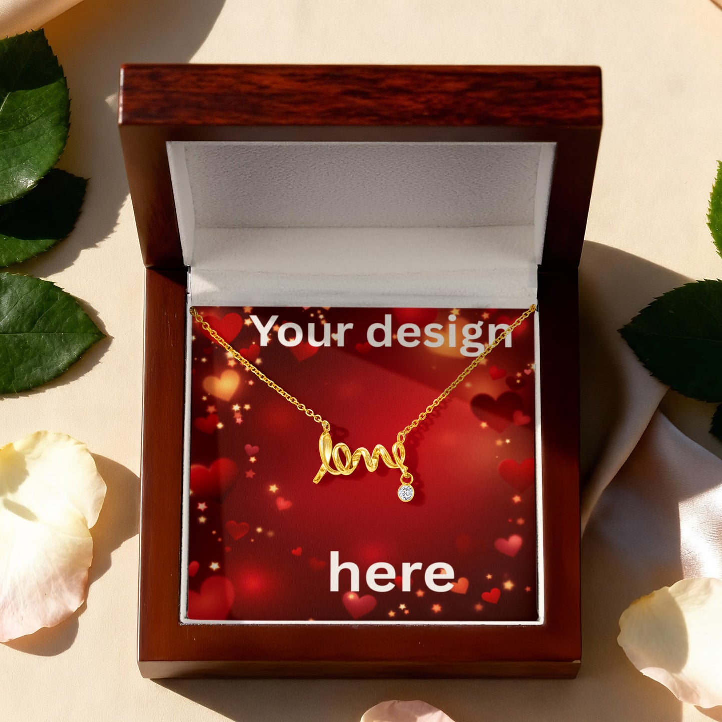 Custom Valentine's Day Necklace + Personalized Card Set | Romantic Jewelry Wife Girlfriend Anniversary