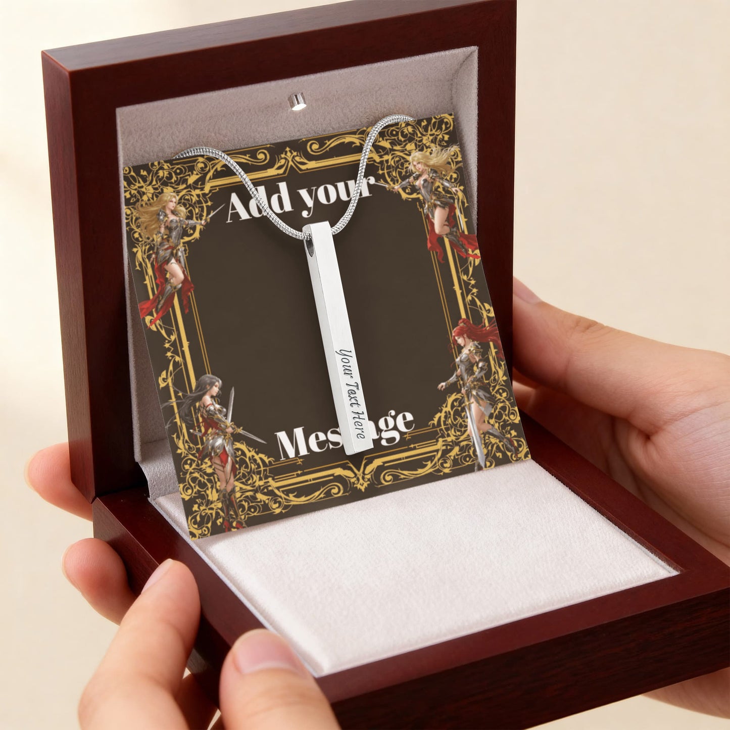 Engraved Valentine's Day Necklace with Custom Love Message Card | Gift for Husband Boyfriend Anniversary