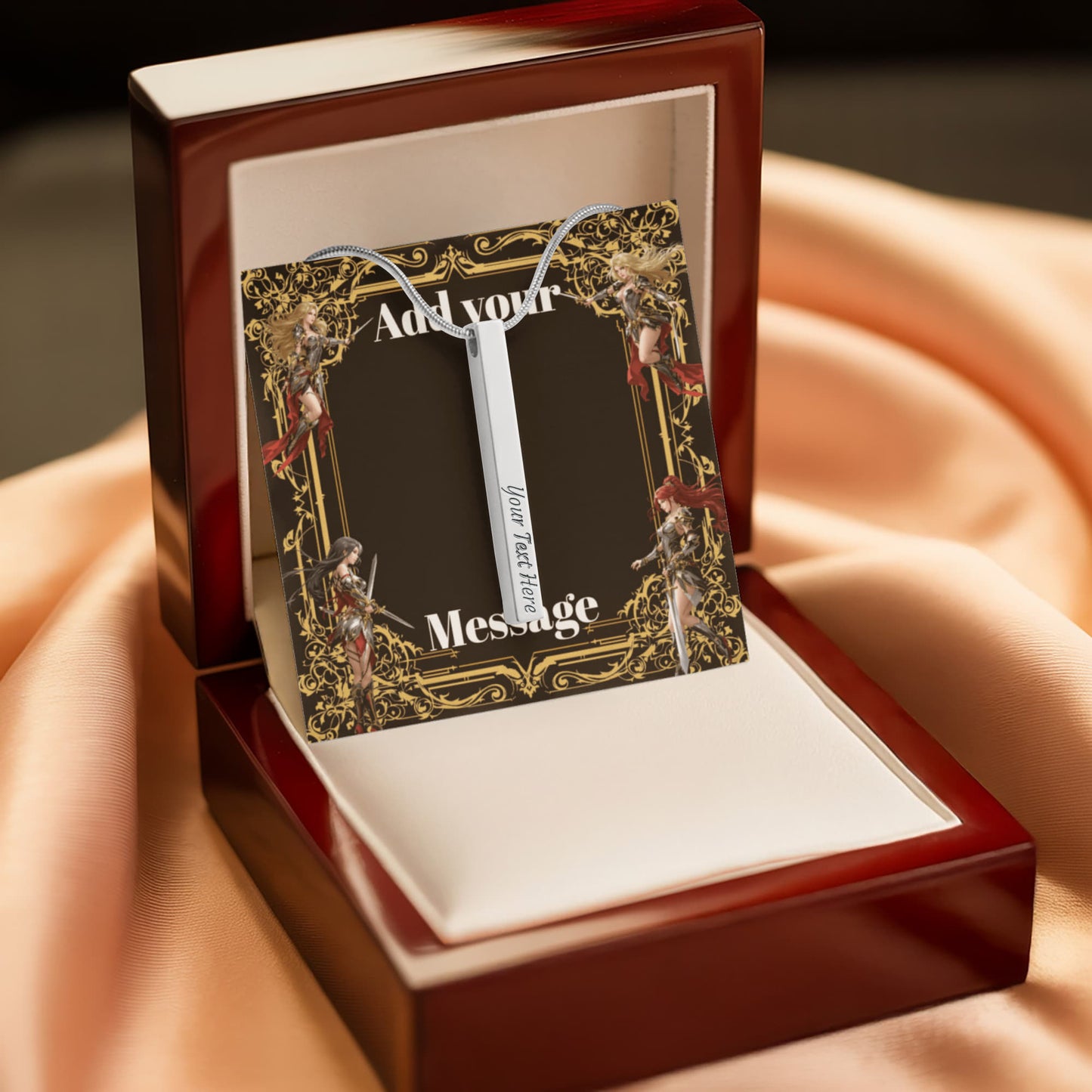 Engraved Valentine's Day Necklace with Custom Love Message Card | Gift for Husband Boyfriend Anniversary