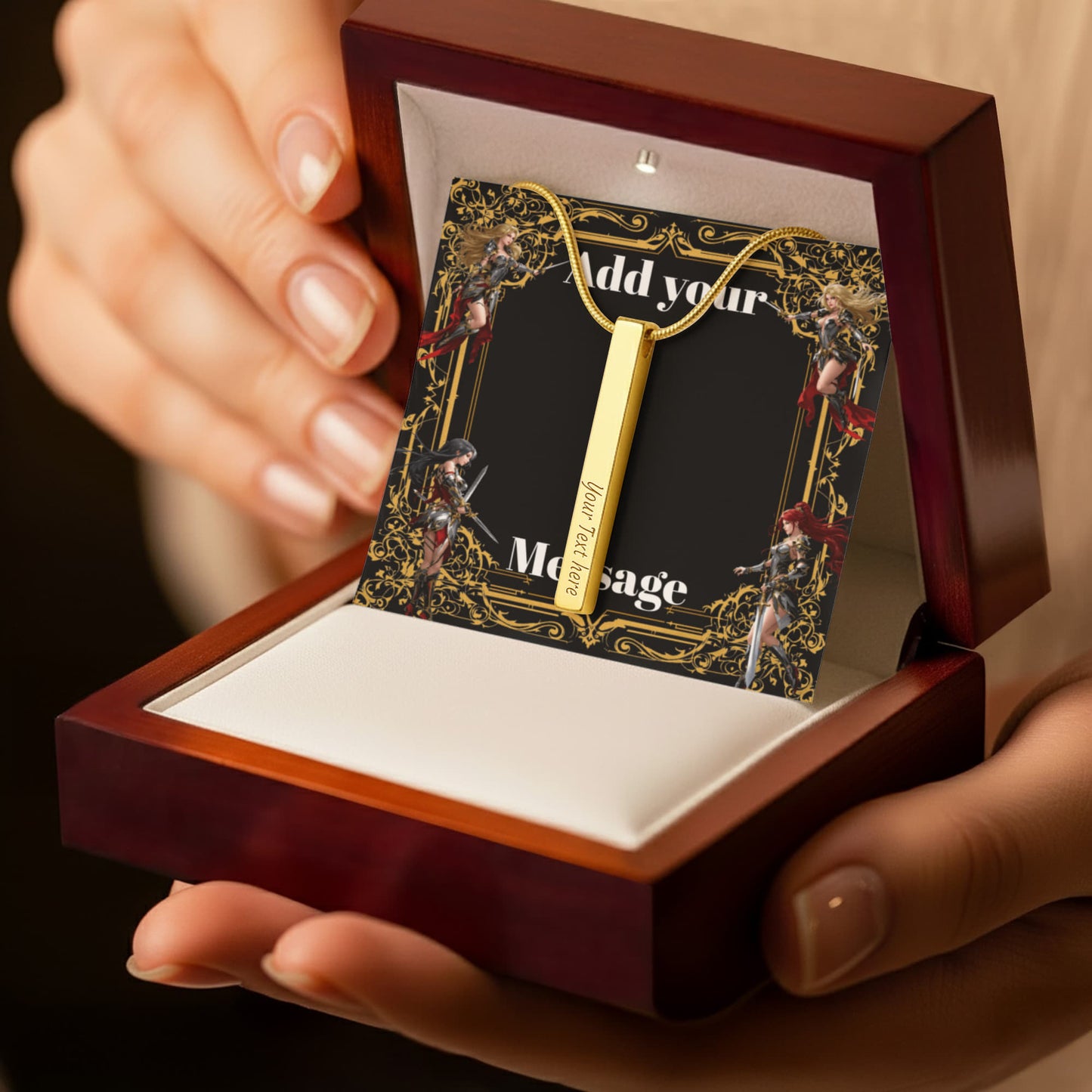 Engraved Valentine's Day Necklace with Custom Love Message Card | Gift for Husband Boyfriend Anniversary