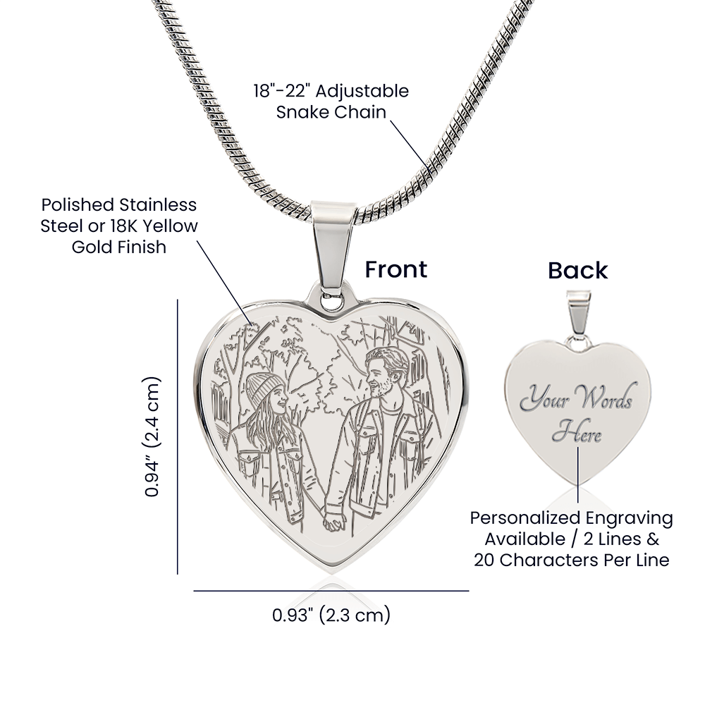 Custom Engraved Valentine's Day Necklace + Personalized Message Card | Romantic Gift Wife Girlfriend Anniversary