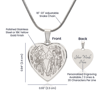 Custom Engraved Valentine's Day Necklace + Personalized Message Card | Romantic Gift Wife Girlfriend Anniversary
