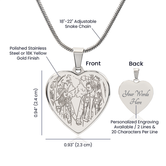 Custom Engraved Valentine's Day Necklace + Personalized Message Card | Romantic Gift Wife Girlfriend Anniversary