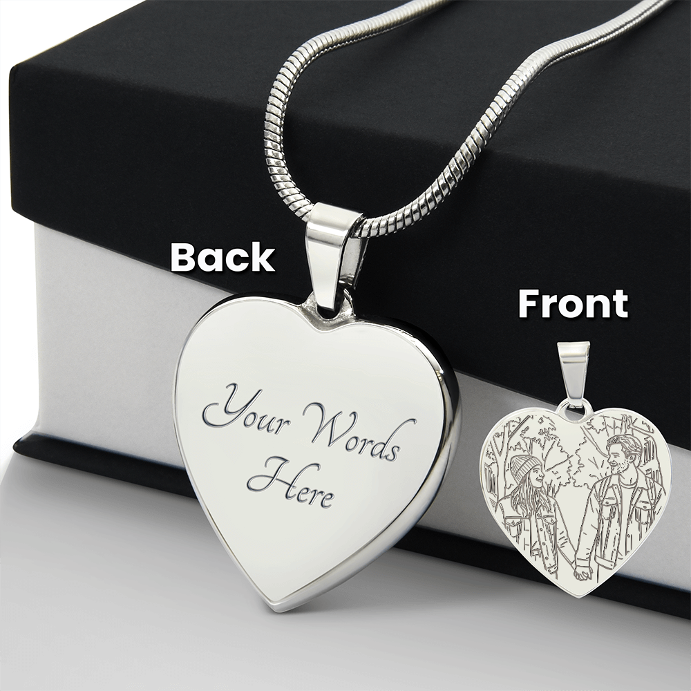 Custom Engraved Valentine's Day Necklace + Personalized Message Card | Romantic Gift Wife Girlfriend Anniversary