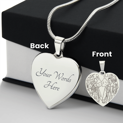 Custom Engraved Valentine's Day Necklace + Personalized Message Card | Romantic Gift Wife Girlfriend Anniversary