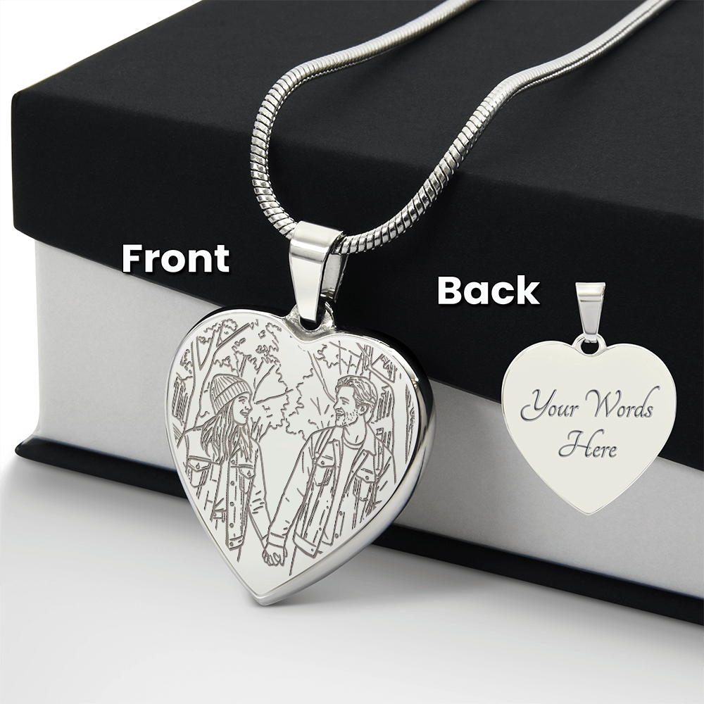 Custom Engraved Valentine's Day Necklace + Personalized Message Card | Romantic Gift Wife Girlfriend Anniversary