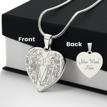 Custom Engraved Valentine's Day Necklace + Personalized Message Card | Romantic Gift Wife Girlfriend Anniversary