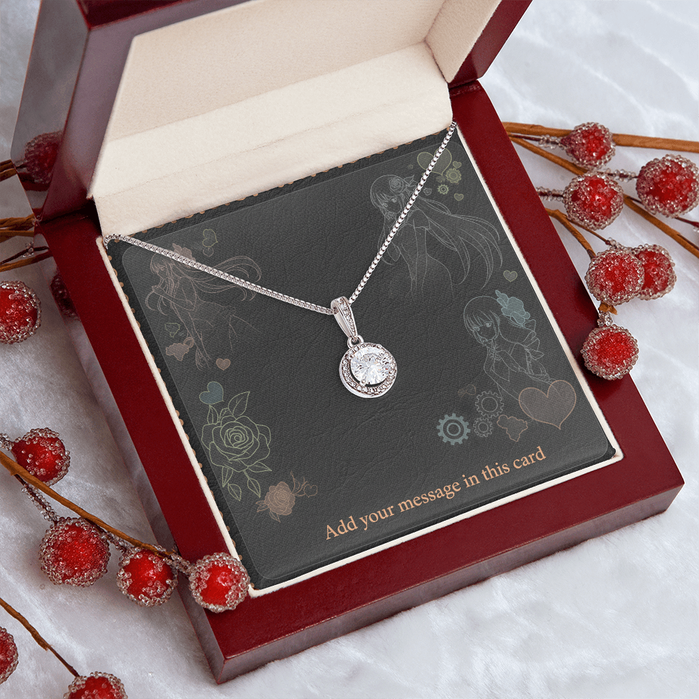 Personalized Valentine's Day Necklace Gift Set with Custom Love Card | Wife Girlfriend Anniversary