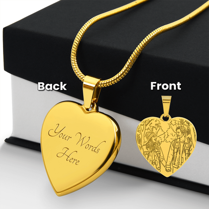 Custom Engraved Valentine's Day Necklace + Personalized Message Card | Romantic Gift Wife Girlfriend Anniversary
