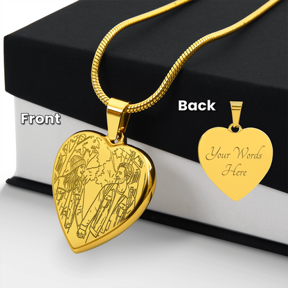 Custom Engraved Valentine's Day Necklace + Personalized Message Card | Romantic Gift Wife Girlfriend Anniversary