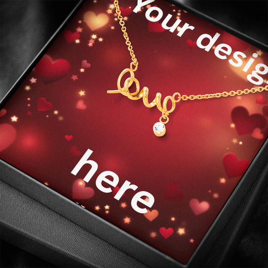 Custom Valentine's Day Necklace + Personalized Card Set | Romantic Jewelry Wife Girlfriend Anniversary