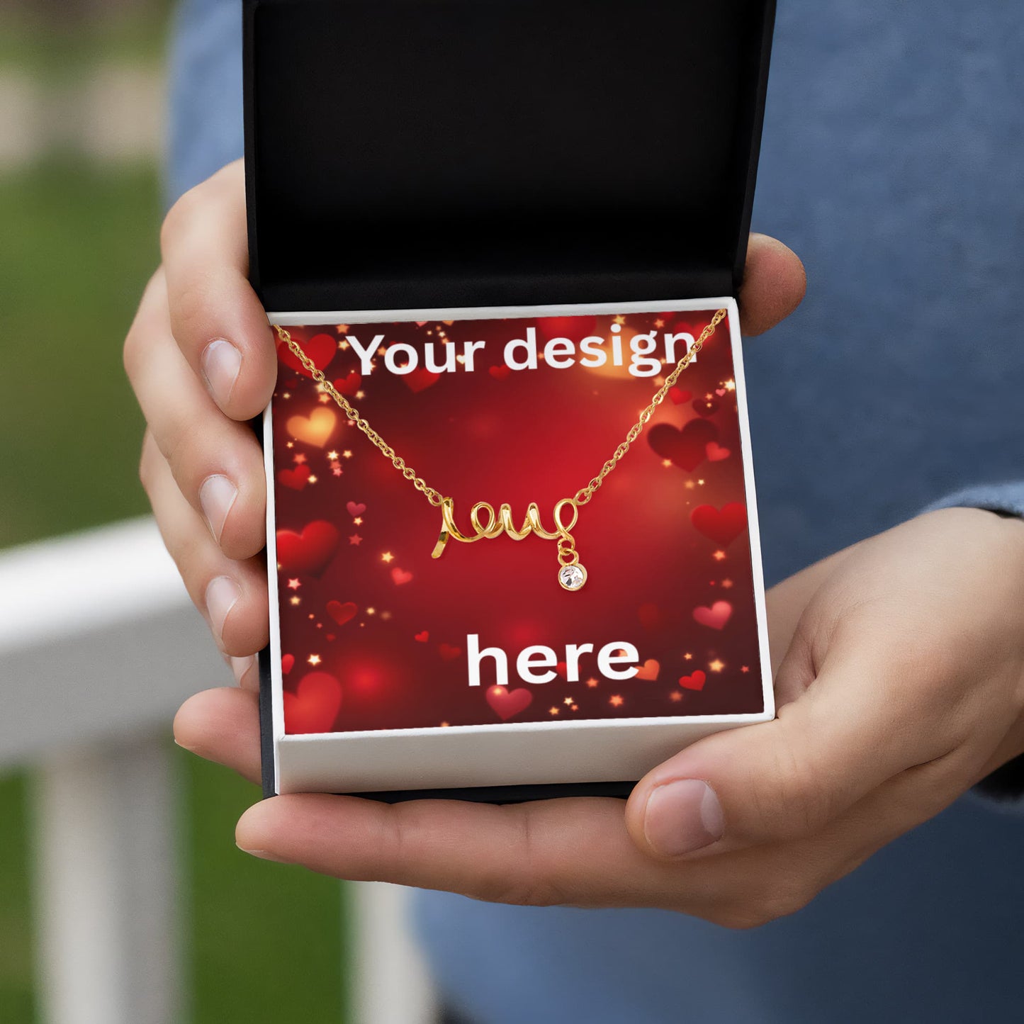 Custom Valentine's Day Necklace + Personalized Card Set | Romantic Jewelry Wife Girlfriend Anniversary