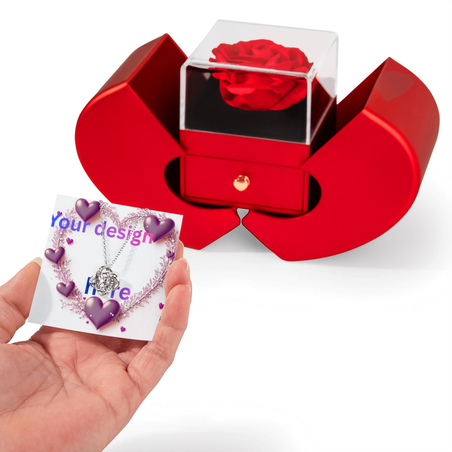 Personalized Valentine's Day Necklace Gift Set with Custom Love Card | Wife Girlfriend Anniversary