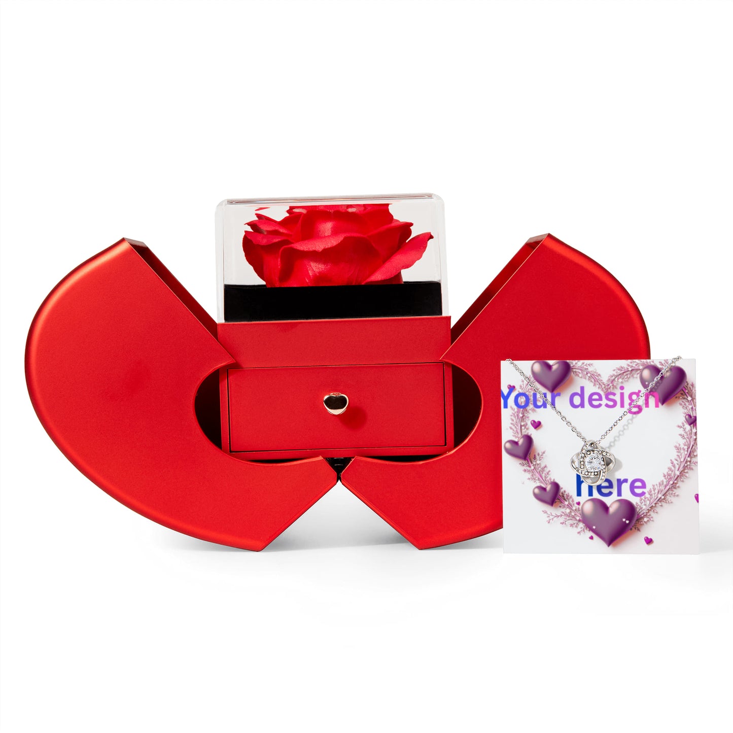 Personalized Valentine's Day Necklace Gift Set with Custom Love Card | Wife Girlfriend Anniversary