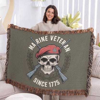 Marine 250 Birthday Celebration Gift | Military Veteran | Woven Blanker
