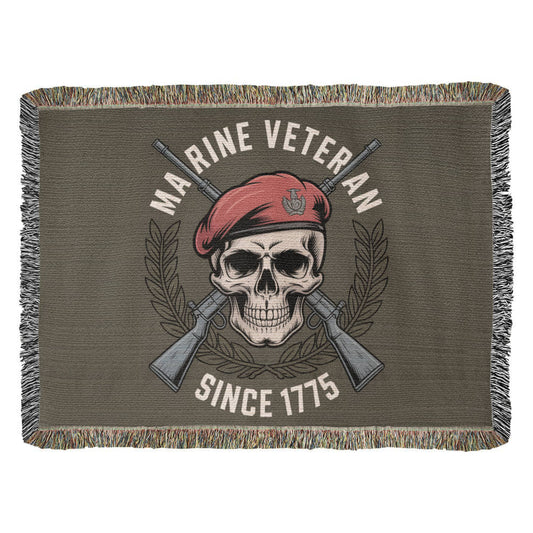 Marine 250 Birthday Celebration Gift | Military Veteran | Woven Blanker