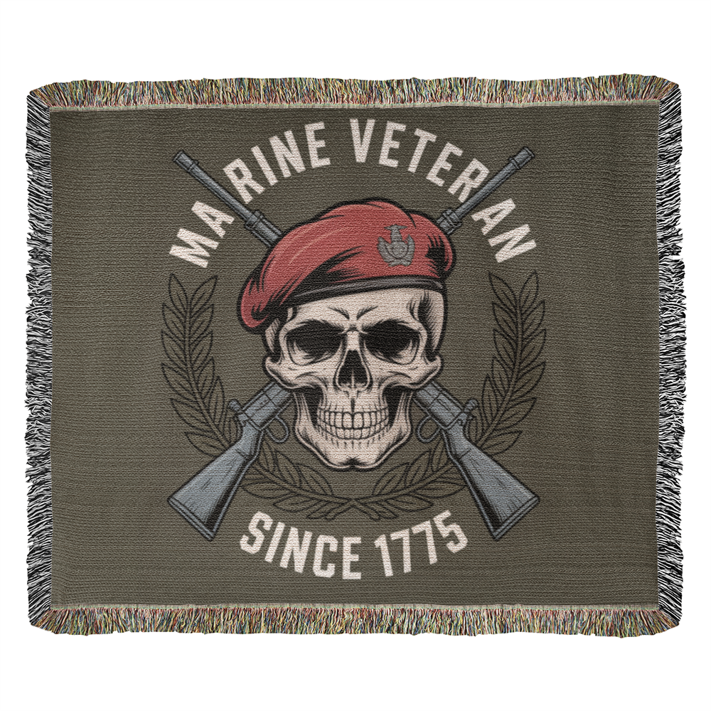 Marine 250 Birthday Celebration Gift | Military Veteran | Woven Blanker