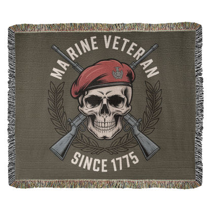 Marine 250 Birthday Celebration Gift | Military Veteran | Woven Blanker