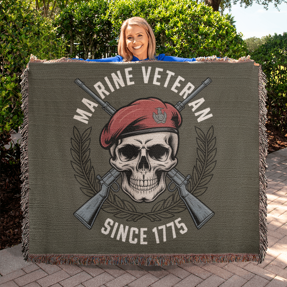 Marine 250 Birthday Celebration Gift | Military Veteran | Woven Blanker