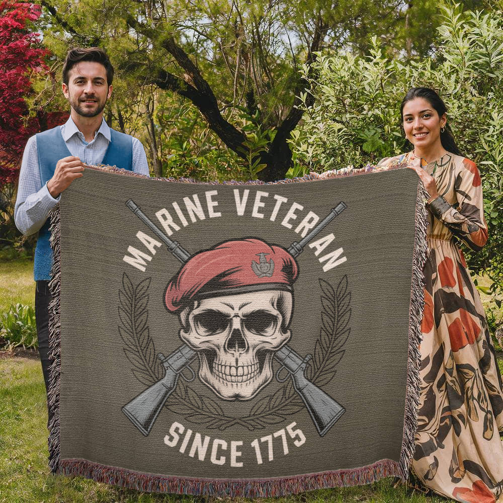 Marine 250 Birthday Celebration Gift | Military Veteran | Woven Blanker