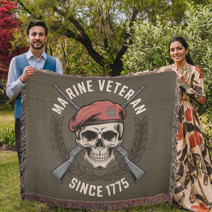 Marine 250 Birthday Celebration Gift | Military Veteran | Woven Blanker