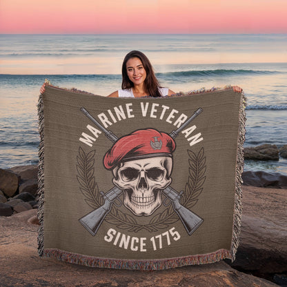 Marine 250 Birthday Celebration Gift | Military Veteran | Woven Blanker