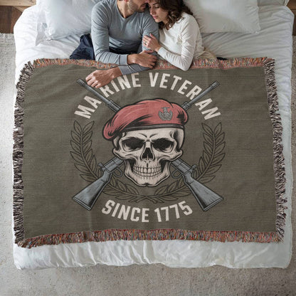 Marine 250 Birthday Celebration Gift | Military Veteran | Woven Blanker