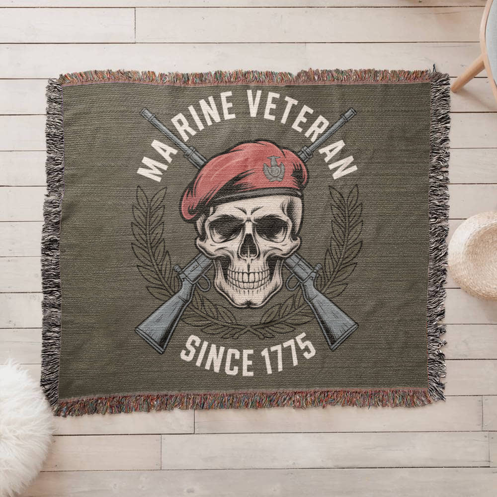 Marine 250 Birthday Celebration Gift | Military Veteran | Woven Blanker