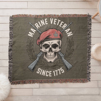 Marine 250 Birthday Celebration Gift | Military Veteran | Woven Blanker
