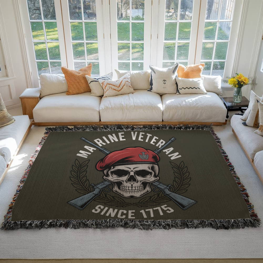 Marine 250 Birthday Celebration Gift | Military Veteran | Woven Blanker
