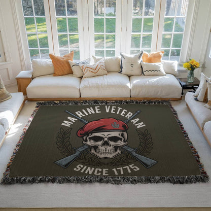 Marine 250 Birthday Celebration Gift | Military Veteran | Woven Blanker