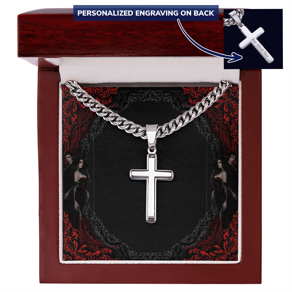Custom Valentine's Day Necklace for HIM + Engraved Personalized Card Set | Gift for Boyfriend, Husband, Anniversary, Birthday