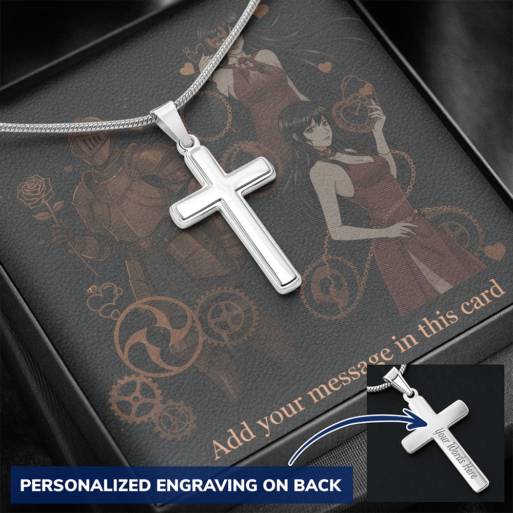 Lit Box Personalized Custom Valentine's Day Necklace for HIM + Engraved Personalized Card Set | Gift for Boyfriend, Husband, Anniversary, Birthday