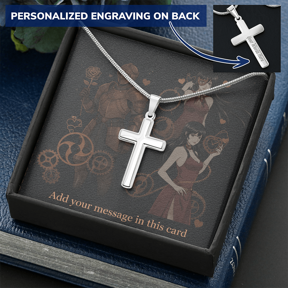 Lit Box Personalized Custom Valentine's Day Necklace for HIM + Engraved Personalized Card Set | Gift for Boyfriend, Husband, Anniversary, Birthday
