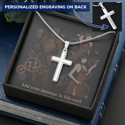 Lit Box Personalized Custom Valentine's Day Necklace for HIM + Engraved Personalized Card Set | Gift for Boyfriend, Husband, Anniversary, Birthday